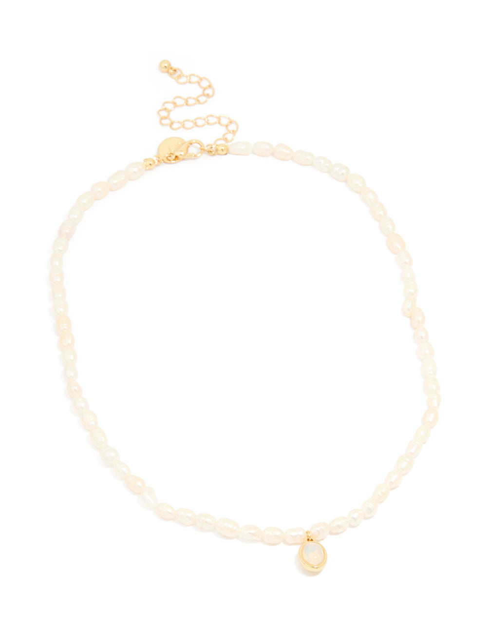 Gold Plated Freshwater Pearl Oval Drop Necklace