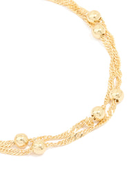Gold Plated Ball & Chain Layered Bracelet - link has visual effect only