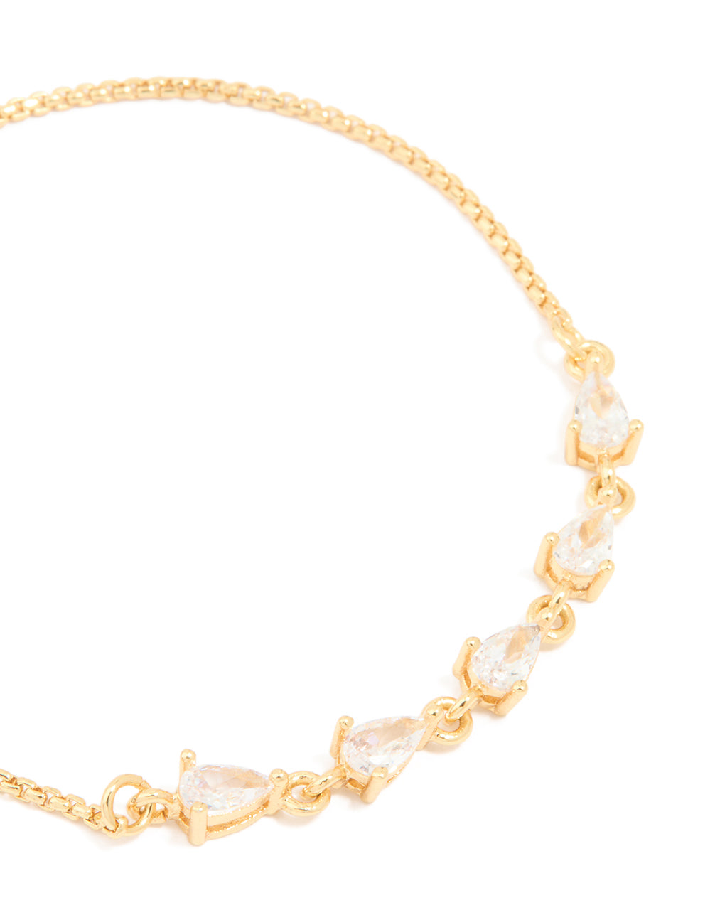Gold Plated Cubic Zirconia Teardrop Toggle Bracelet