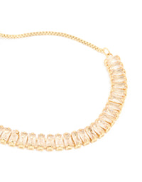 Gold Plated Cubic Zirconia Baguette Toggle Bracelet - link has visual effect only