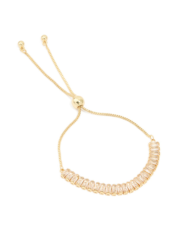 Gold Plated Cubic Zirconia Baguette Toggle Bracelet