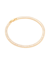 Gold Plated Cubic Zirconia Baguette Tennis Bracelet - link has visual effect only