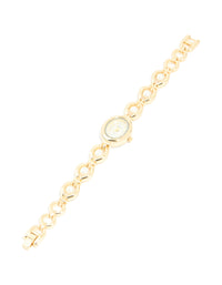Gold Pearl Band Watch - link has visual effect only