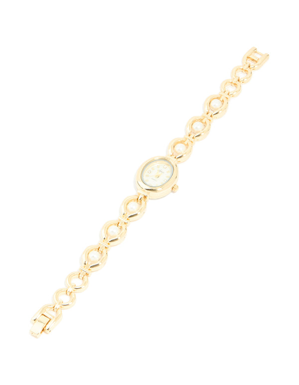 Gold Pearl Band Watch