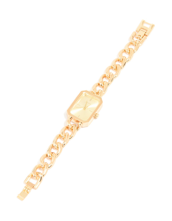 Gold Rectangle Chain Watch