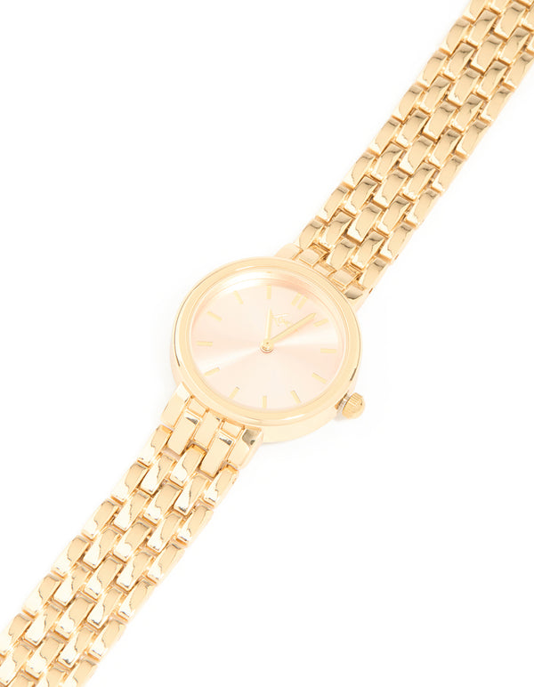 Gold Large Round Face Watch