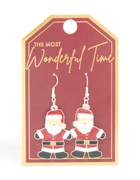 Silver Glitter Santa Drop Earrings - link has visual effect only
