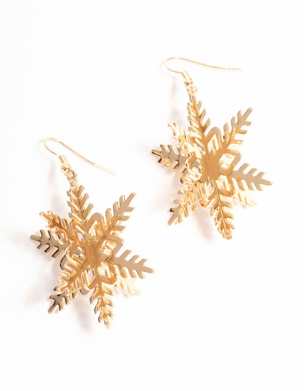 Gold Snowflake Earrings