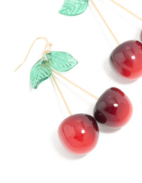 Gold Acrylic Cherry Drop Earrings - link has visual effect only