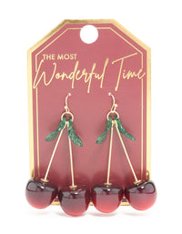 Gold Acrylic Cherry Drop Earrings - link has visual effect only
