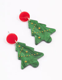 Green Acrylic Mini Xmas Tree Earrings - link has visual effect only