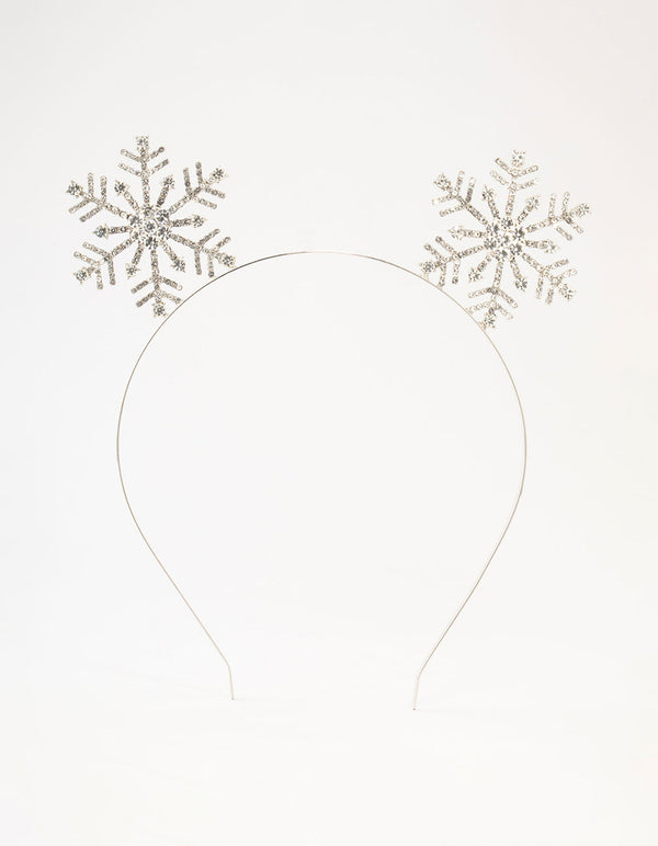 Silver Diamante Snowflake Reindeer Antler Headband
