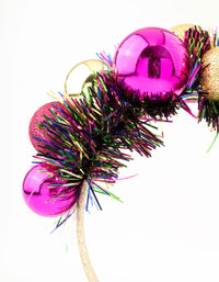 Multicoloured Tinsel & Multicoloured Baubles Headband - link has visual effect only