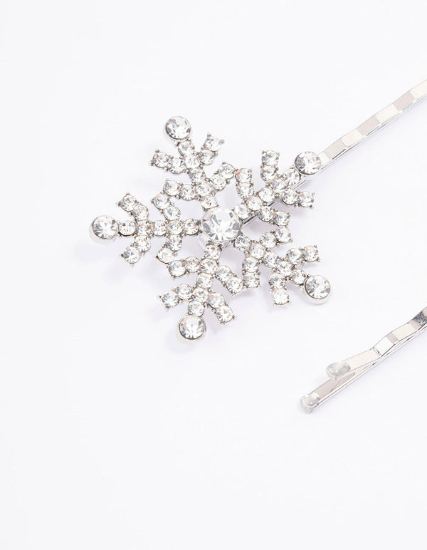 Silver Snowflake Hair Pins 2-Pack