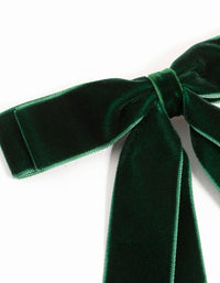 Green Velvet Fabric Double Bow Hair Clip - link has visual effect only