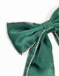 Green Fabric Diamante Cupchain Bow Hair Clip - link has visual effect only