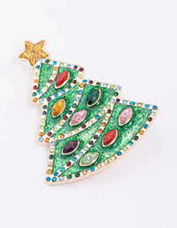 Gold Green Enamel Xmas Tree With Baubles Brooch - link has visual effect only
