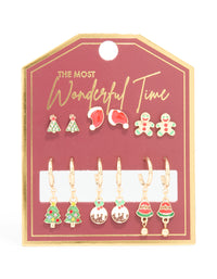 Gold Pudding & Bell Earrings 6-Pack - link has visual effect only