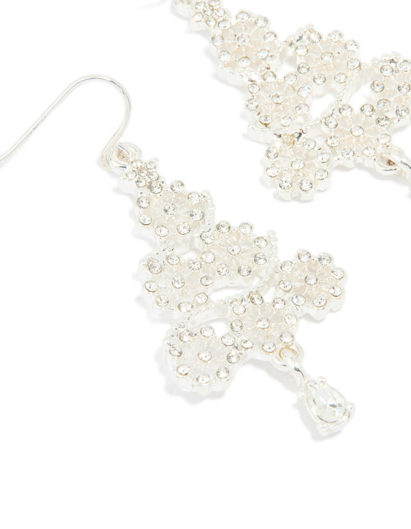 Silver Diamante Snowflake Drop Earrings