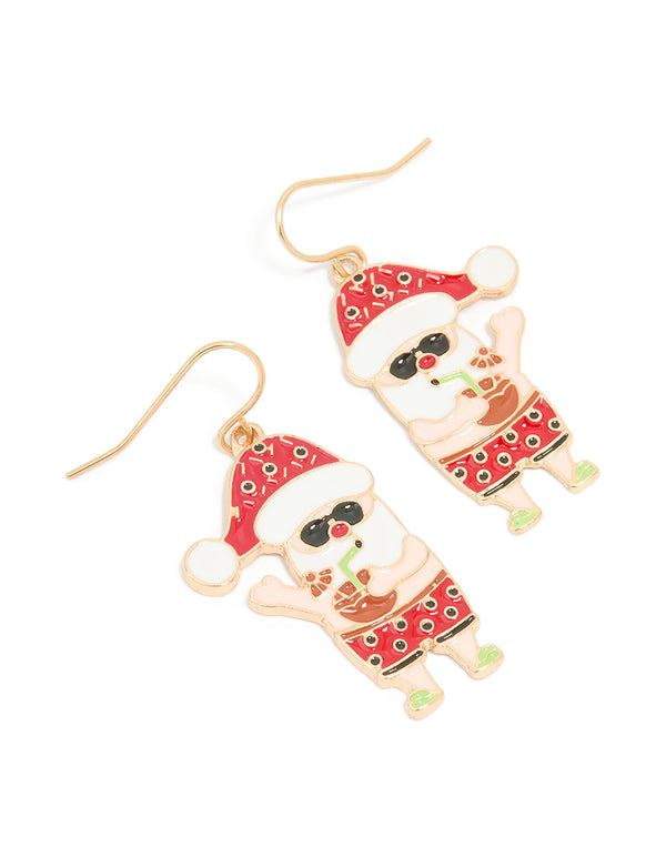 Gold Australian Santa Drop Earrings