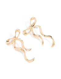 Gold Dangle Bow Stud Earrings - link has visual effect only