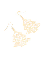 Gold Filigree Festive Tree Drop Earrings