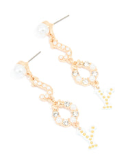 Gold Pearl 'Joy' Drop Earrings