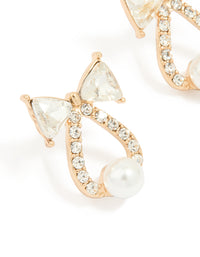 Gold Diamante Bow & Bell Stud Earrings - link has visual effect only