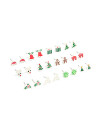 Silver Festive Tree & Bell Earrings 12-Pack - link has visual effect only