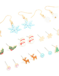 Gold Snowflake & Snowman Earrings 12-Pack - link has visual effect only