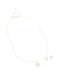Gold Diamante Snowflake Earrings & Necklace Set - link has visual effect only