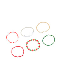 Multicoloured Beaded Festive Stretch Bracelets 5-Pack - link has visual effect only
