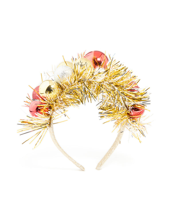 Red & Gold Bauble Tinsel Headband