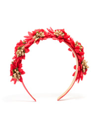 Red Fabric Poinsettia Floral Headband - link has visual effect only
