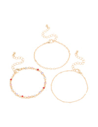 Gold Diamante Circle & Chain Bracelets 3-Pack - link has visual effect only