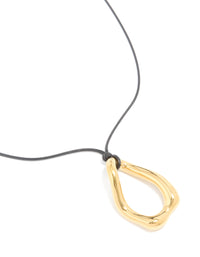 Waterproof Gold Plated Stainless Steel Large Open Pendant Cord Necklace - link has visual effect only