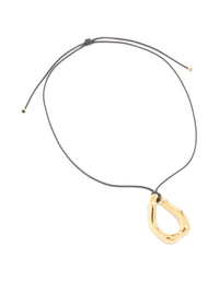 Waterproof Gold Plated Stainless Steel Large Open Pendant Cord Necklace - link has visual effect only
