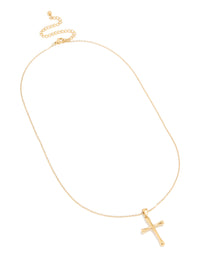 Waterproof Gold Plated Stainless Steel Large Cross Pendant Necklace - link has visual effect only
