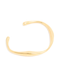 Waterproof Gold Plated Stainless Steel Organic Open Wrist Cuff - link has visual effect only