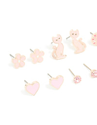 Kids Rose Gold Star & Heart Stud Earrings 6-Pack - link has visual effect only