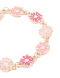Kids Rose Gold Pink Detailed Daisy Flower Bracelet - link has visual effect only