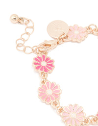 Kids Rose Gold Pink Detailed Daisy Flower Bracelet - link has visual effect only