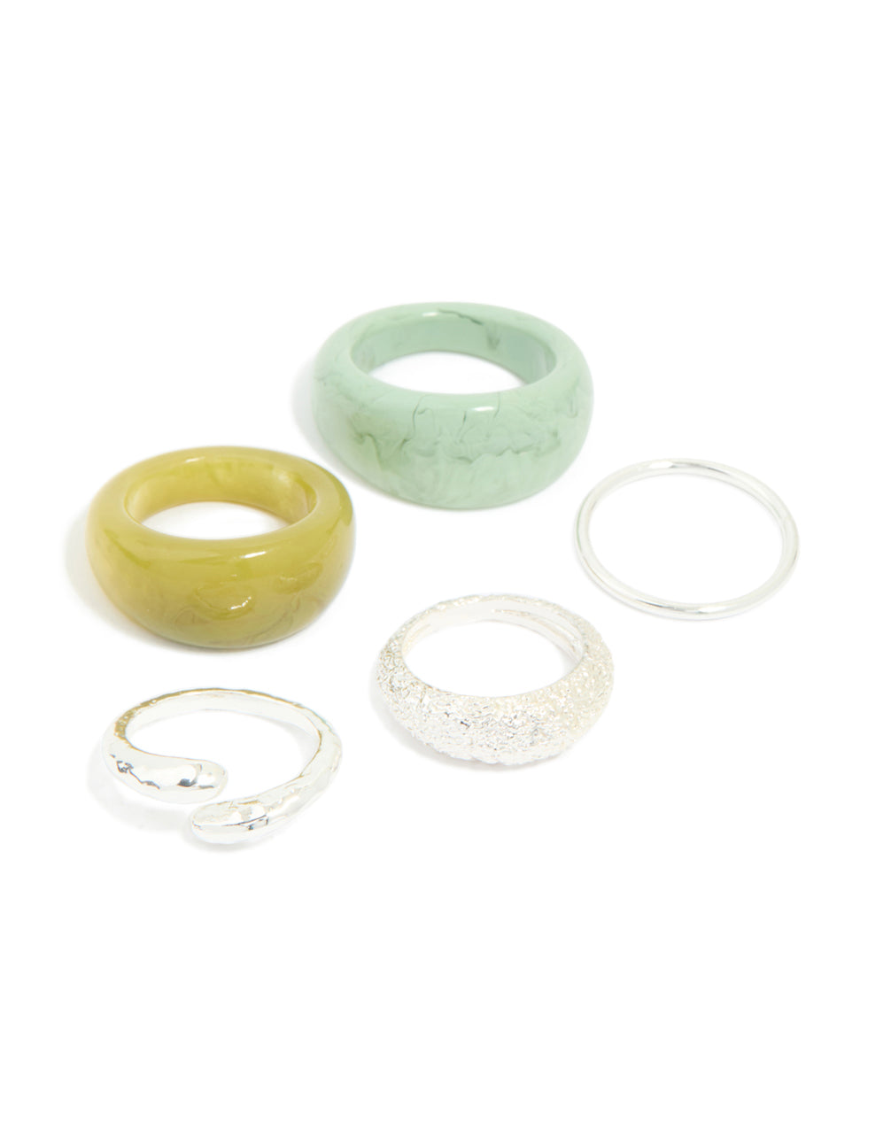 Silver Acrylic Bubble Stacking Rings 5-Pack