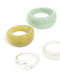 Silver Acrylic Bubble Stacking Rings 5-Pack - link has visual effect only