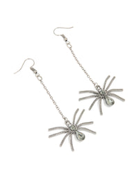 Gunmetal Spider Drop Chain Earrings - link has visual effect only