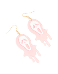 Pink Acrylic Melting Ghost Drop Earrings - link has visual effect only