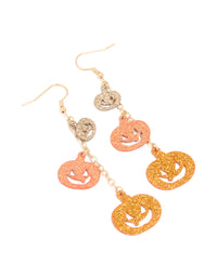Acrylic Glitter Triple Pumpkin Drop Earrings - link has visual effect only