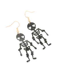 Gold Black Heart Eye Skeleton Drop Earrings - link has visual effect only