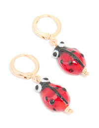 Gold Ladybug Huggie Earrings - link has visual effect only