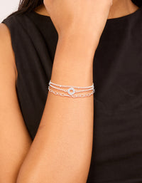 Silver Diamante Circle & Chain Bracelets 3-Pack - link has visual effect only